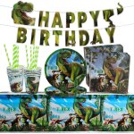 Letnerny - set de décorations de fête dinosaure, 52 pièces pour l'anniversaire d'enfants, matériel de ... Letnerny - set de décorations de fête dinosaure, 52 pièces pour l'anniversaire d'enfants, matériel de ...