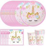 Letnerny - lot de vaisselle de f�te licorne pour 16 invit�s - assiettes licorne rose - d�coration de ...