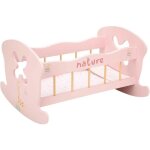 Lit � bascule en bois - arias - 50x39, 5x29, 5 cm - rose - oreiller inclus - couvre - lit assorti - a ...