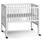 Lit bb barreaux cododo maxi boxspring en htre massif blanc 50x90 cm