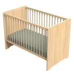 Lit bb 120 x 60 avec ttes de lit arrondies en bois dcor chne miel