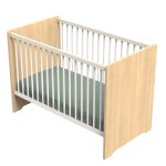 Lit bébé 120 x 60 avec têtes de lit arrondies en bois décor chêne miel Lit bébé 120 x 60 avec têtes de lit arrondies en bois décor chêne miel