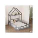 Lit de b�b� 140 x 200 avec espace de rangement, rails de s�curit� int�gr�s, porte et sommier a lattes, ...