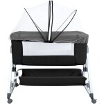 Lit bb cododo - avec matelas, mode bascule pour bercer bb, ct repliable, hauteur rglable, fentres ...