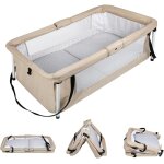 Lit bb cododo - avec matelas, mode bascule pour bercer bb, ct repliable, hauteur rglable, fentres ...