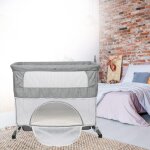 Lit bb cododo - avec matelas, mode bascule pour bercer bb, ct repliable, hauteur rglable, fentres ...