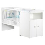 Lit bb combin evolutif 60x120 en 90x190 boutons boule blanc