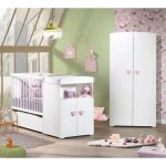 Lit bb combin evolutif 60x120 en 90x190 boutons coeur rose