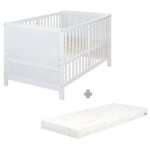 Lit bb evolutif roba easy sleep 70 x 140 cm + matelas roul + kit de transformation - rglable en hauteur ...