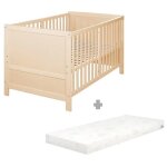 Lit bb evolutif roba easy sleep 70 x 140 cm + matelas roul + kit de transformation - rglable en hauteur ...