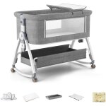 Lit berceau cododo bebe, dormir ensemble en toute scurit, matelas en fibre coco, table a langer, facile ...