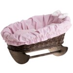 Un lit, berceau en osier gris, lit poup�e, berceau a bascule en bois