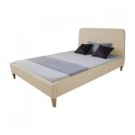 Lit capitonn 140x200 cm avec sommier lattes beige Lit capitonn 140x200 cm avec sommier lattes beige