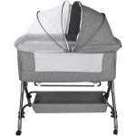 Lit cododo bb avec matelas, hauteur rglable a 6 niveaux, lit dappoint bebe evolutif a roulettes, ...