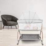 Lit cododo bb avec matelas, hauteur rglable a 6 niveaux, lit dappoint bebe evolutif a roulettes, ...