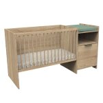 Lit combin 120x60 evolutif en 90x190 avec porte dcor chne dor