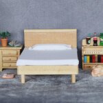 Lit double miniature, fabrication fine, durable, sans dformation, meubles de maison de poupe
