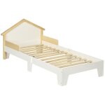 Lit enfant design maison dim. 90 x 190 cm - structure lit avec t�te de lit et sommier a lattes inclus ...
