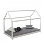 Lit enfant avec matelas 90 x 200 cm lit de jeu maisonnette lit en bois blanc