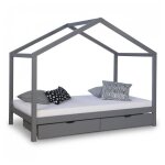 Lit enfant avec matelas 90x200 lit cabane lit enfant lit en bois gris tiroir de lit bb