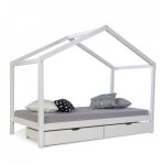 Lit d'enfant avec matelas 90x200 lit maison lit cabane lit montessori lit bois blanc tiroir