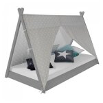 Lit enfant tipi avec matelas lit tente 90x200 lit jeune toile toiles grises