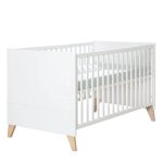Lit evolutif 70 x 140 transformable en lit junior roba - leon - 3 hauteurs - pieds en bois massif - blanc ...