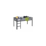 Lit mezzanine gris avec echelle 90 x 200 cm Lit mezzanine gris avec echelle 90 x 200 cm