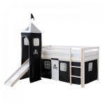 Lit mi - hauteur avec rideaux noir avec tour