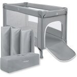 Lit parapluie bb 2 niveaux ¿ lit de voyage compact 60x120 cm avec matelas pliable, ouverture latrale ...