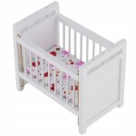 Lit de poupe en bois avec literie 1:12 fraises
