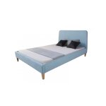 Lit rembourre en tissu bleu 140 x 200 Lit rembourre en tissu bleu 140 x 200