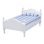 Lit simple en bois pour maison de poupée, echelle 1 / 12, avec matelas et oreillers, accessoires décoratifs ... Lit simple en bois pour maison de poupée, echelle 1 / 12, avec matelas et oreillers, accessoires décoratifs ...