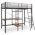Lit superpos� m�tal gris / marron, robuste, s�curis�, 90�200 cm.