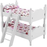 Lit superpos pour poupe, modle de chambre d'enfant en bois 1:12, jouets miniatures, meubles de scne, ...