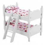 Lit superpos pour poupe  motif fraise rose