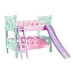 Lit superpos de poupe en plastique avec echelle et literie pour meubles de poupe mellchan