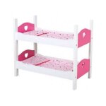Lits superposes pour poupon 54x29x43cm love coeur rose et blanc - lit jumeaux en bois avec literie - ...