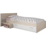 Lit avec tiroir charlemagne 90x190 acacia / blanc
