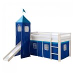 Lit avec toboggan et tour - bleu