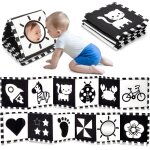 Livre tissu bb eveil, livre noir et blanc bb montessori, livre sensoriel pour bb  fort contraste, ...