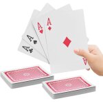 Loc - cartes jumbo, 2 jeux de 54, plastique résistant a lâ¿eau, 18x13cm, grand format, multicolore Loc - cartes jumbo, 2 jeux de 54, plastique résistant a lâ¿eau, 18x13cm, grand format, multicolore