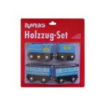 Locomotive avec 1 wagon a charbon et 2 voitures voyageur bleu - train express en bois - accessoire circuit ...