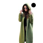 Long cardigan surdimensionn a capuche pour femme, chandail en laine tricote, ample, rsistant, garde ...