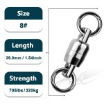 Lot de 10 a 30 emerillons a roulement a billes en acier inoxydable pour pche en eau sale, anneaux solides, ...