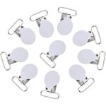 Lot de 10 clips de t�tine, clips de porte - t�tine, ronds, pour le bricolage, l'artisanat du cuir (blanc) ...