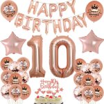 Lot de 10 dcorations d'anniversaire en or rose pour fille 10 ans, 10 ans, 10 ans dcoration d'anniversaire ...