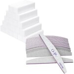Lot de 10 pices - limes a ongles professionnelles 100 / 180 double face + 10 blocs polissoirs lavables, ...