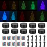 Lot de 10 veilleuses en forme d'arbre de nol pour enfants, lampe illusion 3d a intensit variable, lumire ...