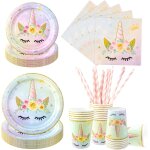 Lot de 100 assiettes de fte licorne pour 20 invits - vaisselle d'anniversaire licorne - dcoration ...